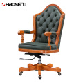 Luxury Wooden Leather manager royal president high back office swivel executive chair